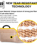 Close-up of durable dog bite sleeve showcasing 3-layer material with jute fibers for German Shepherds and Pitbulls.