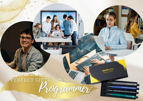 Ballpoint Pen Set Of 4 For Programmers And Techies, Smooth Writing Gift For Computer Scientists, images of techies and pens