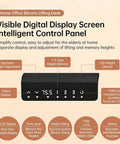 Top Shelf Electric Height Adjustable Computer Desk Featuring Memory Presets And Smooth One Touch Operation Crafted For Hardcore Gaming Tables Or Chill Grind Ready Home Office Standing Workspace control panel with digital display for height adjustment.