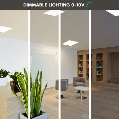 1x1 Ft LED Panel Flush Mount Light With 18W Edge Lit, Five Color Temperature Options From 2700K To 5000K, 1500 Lumens