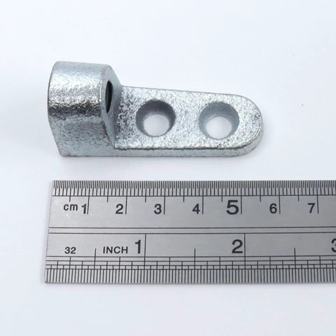 Heavy Duty 3/8 Inch Threaded Rod Connector For Industrial Side Beam With Solid Malleable Iron Build That Holds Tight Plus A Sweet 250 Lb Weight Limit And Rust Guard For Outdoor Or Indoor Use, silver connector with ruler