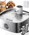 Cordless Wide Tray Dog Water Fountain With 5000mAh Battery Powered Pet Dispenser, Stainless Steel, 8L Capacity, Cats and Dogs
