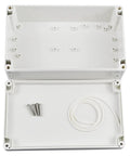 Built Tough Waterproof Abs Plastic Junction Project Box Enclosure 200Mm By 120Mm By 75Mm showing open shell with fasteners and seal.