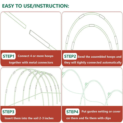 Fiberglass Garden Hoops For Raised Beds Pack Of Six Sets 8 Foot Heavy Duty Rust Proof Grow Tunnel Frames For Garden Netting Row Cover Shade Cloth Protect Outdoor Plants Tough As Nails Easy Setup For Greenhouse And Outdoor Gardens