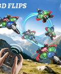 Foam RC Airplane With LED Lights For Kids And Adults Ages 8 To 16 360 Degree Flips Stunt Fighter Jet Toy Headless Mode