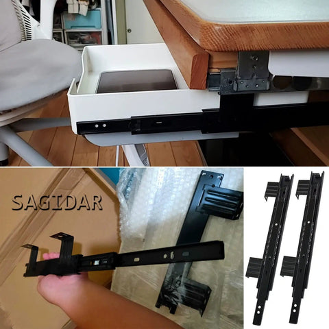 Heavy Duty Ball Bearing Keyboard Tray Slides For Cabinets 240mm Or 290mm Closed Length With 480mm Or 578mm Extended Reach 35mm Wide Smooth Quiet Rustproof Cold Rolled Steel Drawer Guides on cabinet tray