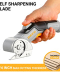 DEKOPRO 4v Cordless Electric Scissors With Safety Lock Cardboard Cutter For Leather Plastic Canvas And Carpet Type C Rechargeable Blade Set Gray in hand