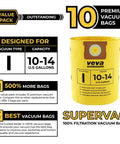 10 premium vacuum bags for 10-14 gallon wet dry vacuums, type F, with heavy-duty debris filtration for home and workshop.