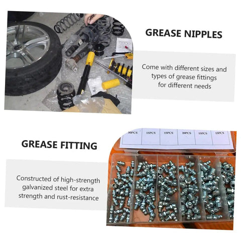 All In One Hydraulic Fittings Replacement Kit With 260 Grease Fittings Nipples And Accessories for maintenance shown
