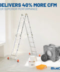 Air Shield 550 HEPA Air Scrubber for Commercial Jobs with 1400 Sq Ft Coverage Gray BD AS 550 next to ladder and buckets