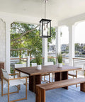 3 Light Outdoor Pendant Light Fixture In Black And Brushed Nickel Finish With Clear Glass for patio porch entryway