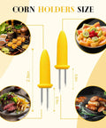 Non Slip Stainless Steel Corn On The Cob Holders Set Of 20 3.54 Inch Prongs For Grillin And BBQ Cookouts shown with food size details