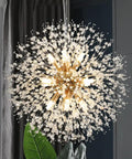 Gold Crystal 12 Light Modern Dandelion Firework Chandelier Ceiling Pendant Light For Bedroom Dining Room And Living Room