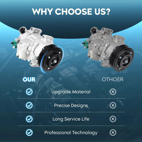 Heavy AC Compressor With Clutch For Toyota Corolla Matrix Scion Xb Pontiac Vibe 2.4L Oem Direct Swap No Sweat Install image comparing product quality.