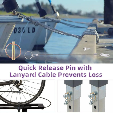 15 Piece Spring Loaded Lynch Pin Kit With 7/16 x 1-3/4 Inch Pins, Stainless Steel Lanyard Cables And Quick Release Ring Plus 410 Stainless Steel Screws