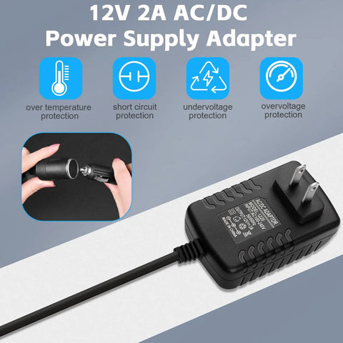 Smooth As Butter AC To DC Converter 12V 2A Cigarette Lighter Power Adapter for home use with 110V to 12V transformer.