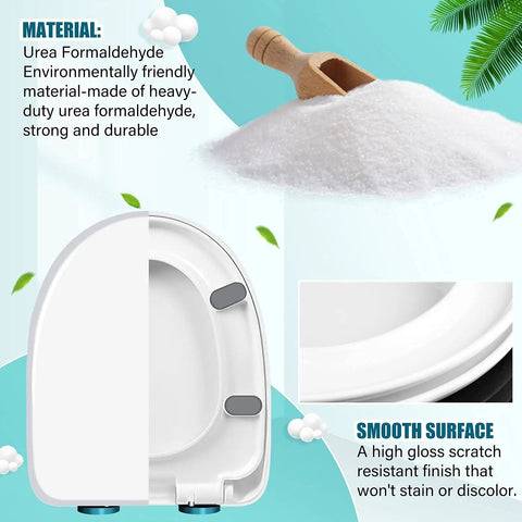 Material details of Elongated Toilet Seat Heavy Duty With Soft Close And Quick Release Premium UF Material Top Fix Install No Fuss Easy Clean