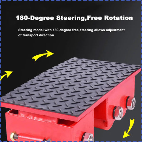 Heavy Duty Straight Line Machinery Movers With Steel Or Pu Wheels Industrial Load Dolly showing 180-degree steering mechanism for easy maneuvering.