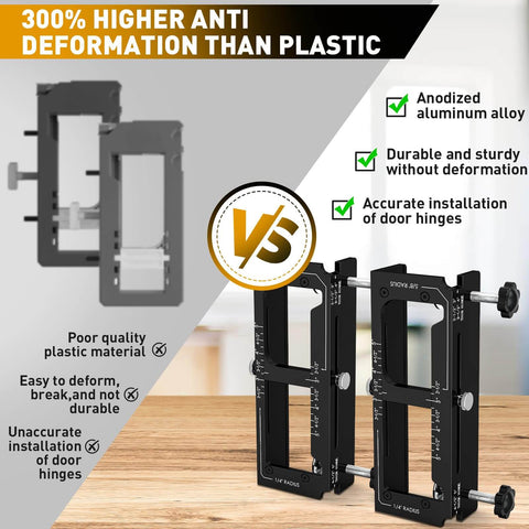Door Hinge Router Jig For Precise Mortises In Woodworking Aluminum 6061 Template Kit comparison with plastic alternative