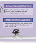 FasSeal ATS Anaerobic Thread Sealant information on immediate use and moderate threadlocker benefits displayed above a valve image.