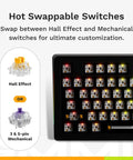 Hot swappable switches for Straight Up Game Changer 100 Percent Mechanical Gaming Keyboard With Hall Effect Rapid Trigger.