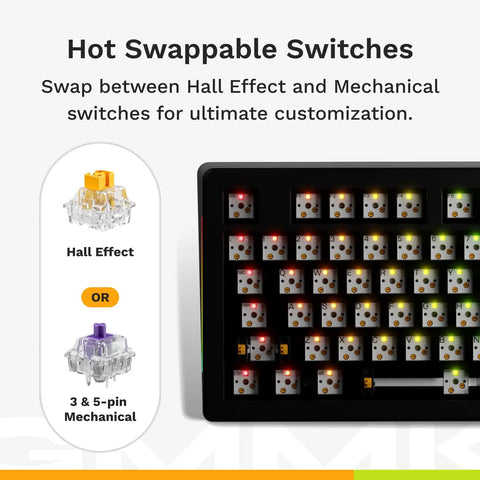 Hot swappable switches for Straight Up Game Changer 100 Percent Mechanical Gaming Keyboard With Hall Effect Rapid Trigger.