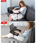 Woman using Adjustable Laptop Desk Table With Foldable Legs Portable Lap Desk For Sofa Bed Or Floor as reading and laptop desk