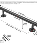 16 Inch Black Metal Door Pull Handles Set of 2 for Exterior and Interior Doors with 1 Inch Diameter, durable iron pipe construction.