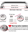 Detailed diagram of Two Pack 32 Inch Shower Grab Bars Set In SUS304 Stainless Steel Rustproof Bathroom Grab Bar Handles With Concealed Mount