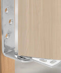 Stainless Steel Double Gate Hinges With Dual Direction Opening And Automatic Rebound For Cafe Saloon Doors And Cabinet Doors, Spring Loaded Swing Door Hardware, Space Saving And Durable installed on wooden door