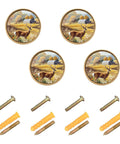 4 Pack Gold Cabinet Knobs With Round Pulls, Cool Design, Scratch Resistant Gold Finish, Dual Screw Mount, Easy Install
