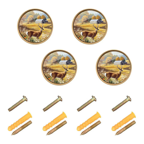 4 Pack Gold Cabinet Knobs With Round Pulls, Cool Design, Scratch Resistant Gold Finish, Dual Screw Mount, Easy Install