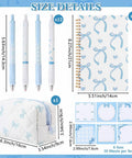 Blue Bow Stationery Set For School And Office Dope A5 Notebook 12 Smooth Gel Pens 6 Sticky Notes Pencil Pouch Kawaii Kit