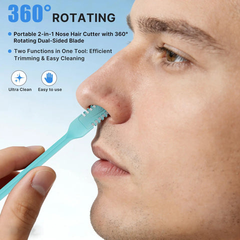 Man using 2 In 1 Nasal Hair Cutter Kit For Women And Men Portable Nose Trimmer With Double Sided Blades And Soft Cleaning Brush 2026