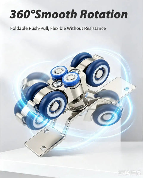 Ultimate Folding Door Track Kit With Wall Mounted Rail And Silent Ball Bearing Rollers Fits Wood Doors 25 To 45mm Thick With Adjustable 90cm To 3 Meter Run No Bottom Track Means Easier Cleaning While Installing Is A Breeze For Smooth Operation. 360° roller