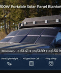 200W Portable Solar Blanket with Eight Fold Design on SUV roof, ultra-lightweight, high efficiency N-Type cells.
