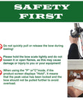 Safety instructions for Archery Bow Scale for Recurve and Compound Bows 110 Pounds 50 Kilograms LCD Display with Grams Ounces Kilograms and Pounds Portable Digital Scale for Bow Tuning Bow Maintenance and Hunting.