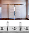 Double Wheel Barn Door Floor Guide For Smooth Sliding Doors, stainless steel floor mounted track guide shown with barn doors