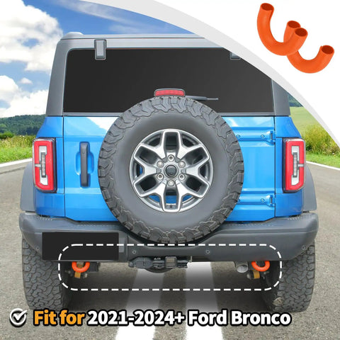 Ford Bronco Rear Bumper Tow Hook Covers 2 Pack Orange Rubber Sleeve Protectors Tow Hitch Receiver Covers Trim for 2021 2024