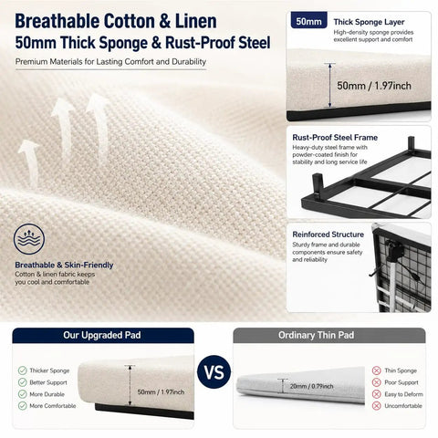 Breathable Cotton & Linen 50mm thick sponge detail of Adjustable Electric Bed Backrest For Elderly And Pregnancy Relief, 330 Lbs Weight Limit.