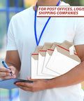Person holding clipboard with Stay Flat Photo Mailers 6.5 By 4.5 Inch Self Seal Rigid Mailers Pack Of 200 for shipping use