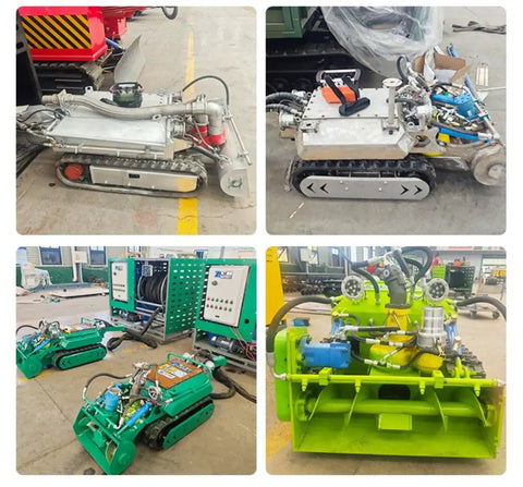 Different models of remote controlled dredging robot for sludge and sediment removal with heavy duty cleaning.
