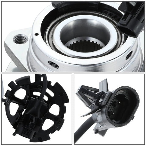 Front Wheel Bearing Hub Assembly With ABS Sensor Plug For Chevy Cobalt HHR Malibu Pontiac G6 Saturn Aura 2004 To 2012 Driver Or Passenger Side Bare Steel Replacement Ready To Bolt In