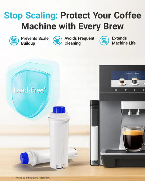 Barista-Grade Replacement Water Filter For DeLonghi Coffee Machines DLS C002 Magnifica Evo ECAM EPAM ETAM 2 pack, coffee machine display