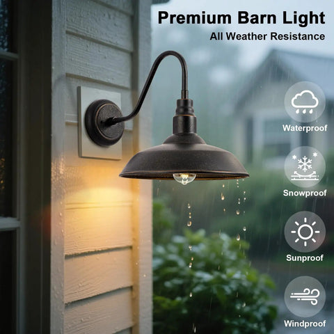 10 Inch Dome Gooseneck Outdoor Wall Light Bronze Exterior Barn Porch Fixture With Wall Mount 2 Pack Awesome Farmhouse Style Barn Garage Sconce For Patio Balcony House Exterior illuminating in rain