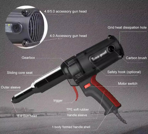 Air Blind Rivet Gun Kit With Handle Rivet Gun Adapter Kit Drill Attachment And Rivet Tool for Electric Drilling Machine