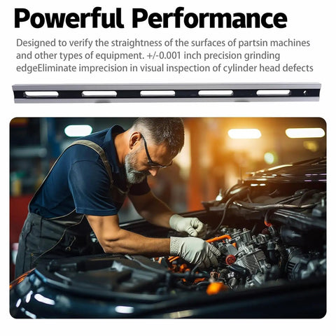 Pro Grade 24 Inch Machinist Precision Straight Edge For Cylinder Heads And Engine Blocks, Flatness Check With Warp Detection, bearing saddles, cam covers, flywheels; straight edge on engine bay