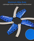 Bicycle Disc Brake Pad And Rotor Alignment Tool for road and mountain bikes, CNC Machined Aluminum Alloy, blue design.