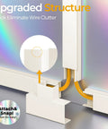 Close-up of paintable self adhesive cord cover installation with upgraded structure to hide wall wires for 2 to 4 cables.