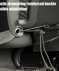 Heavy Duty Mesh Pet Gate For Tesla Cybertruck shows elastic drawstring and reinforced buckle for secure attachment.